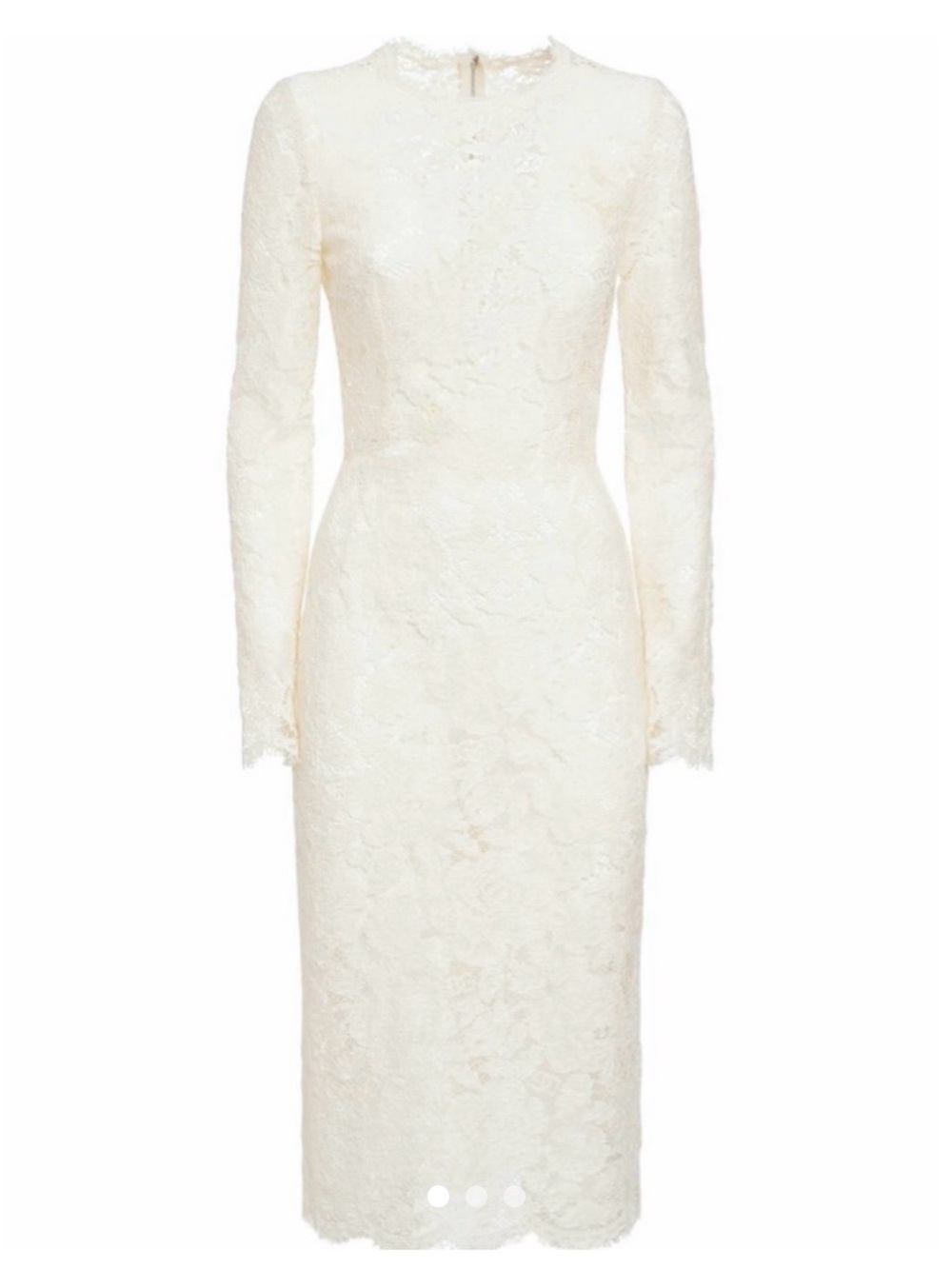 Dolce & Gabbana Cream Lace Long Sleeve Midi Dress